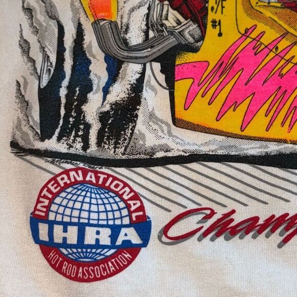 Vintage 90’s Drag Racing Bright Graphic Single Stitch T-Shirt Size XL - Picture 6 of 15